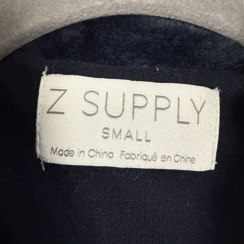 Z Supply London Star Bomber Jacket Faux Fur Hooded Zip Up Womens S Navy White - Picture 9 of 13